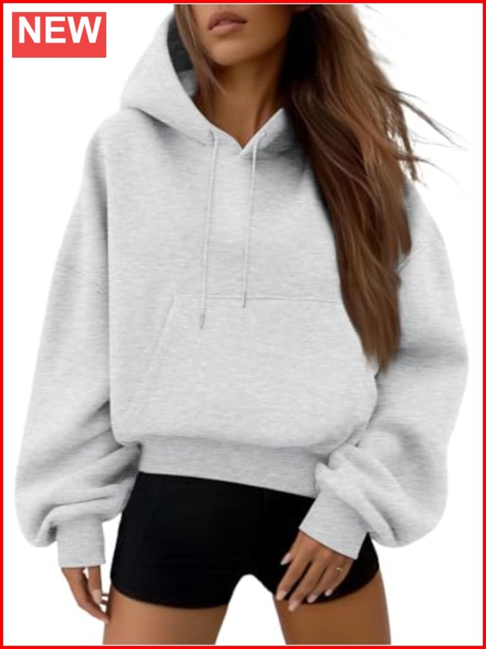 Cropped Hoodie Cotton Blend Pullover Sweatshirt Casual Y2K
